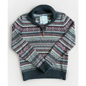 Fat Face Fairisle Jumper Mens Size Small 1/4 Zip Chunky Knit  Wool Blend